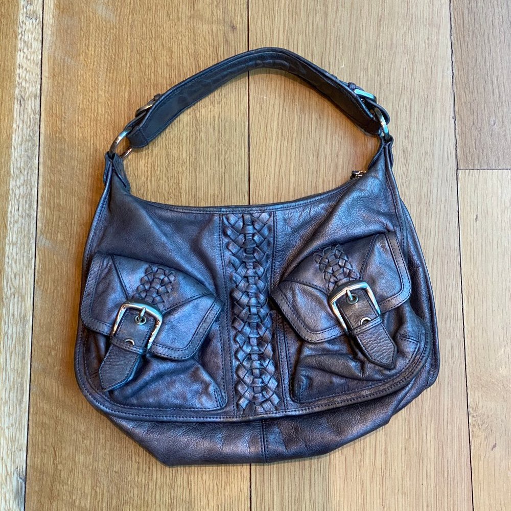 Junior Drake Pewter Metallic Leather Purse - EUC!